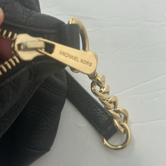 Michael Kors Fulton Large Satchel CrossBody Pebbled Black Leather Bag Purse Chic - Picture 15 of 16